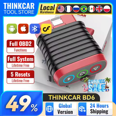 Thinkcar BD6 OBD2 Scanner Full System Diagnostic Tools BLEED/BRAKE/ETS/IMMO/OIL Reset Lifetime Free 