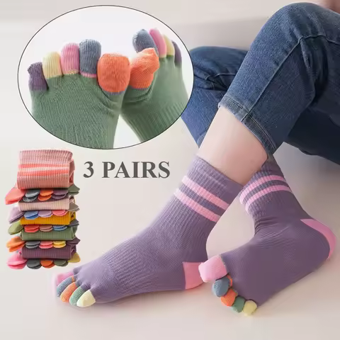 3 Pairs 3-12y Toe Socks Kids Five Finger Socks Children High Quality Cotton Sports Athletic Sports C