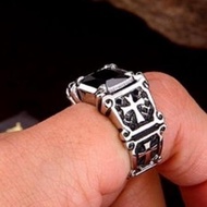 ready!!! Cincin Pria Salib Cross La Croix Titanium Stainless Steel Batu Merah murah