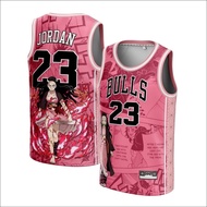 ⁠[original] Michael Jordan #23 Chicago Bulls Custom Pink 2 Nezuko - Swingman Basketball Jersey Jerse