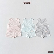 Obebi Summer Pastel Striped Three-Piece Set for Girls and Boys 8-22kg BC333