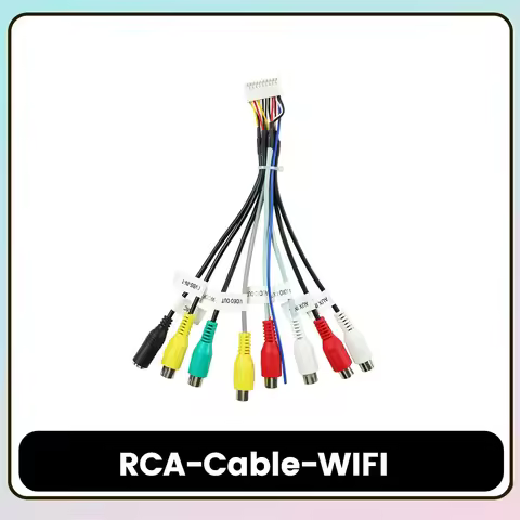 20 Pin RCA Socket CVBS Aux in Subwoofer Amp Control Wire Fan 12V Power Jack Mic Harness for Android 
