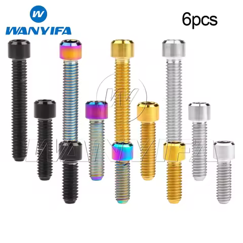 Wanyifa 6pcs Titanium Bolt M4x10 13.5 15 20 25mm Cap Hex Head Bike Rear/front Derailleur H/L Adjustm