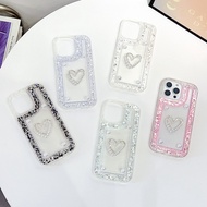 New Diamond DIY 3D Pearl Love Shell For Apple 16PROMAX Phone Case Simple Apple 14/15