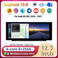 12.3" Android 14 Wireless Carplay Auto Car Radio For Audi Q5 Q5L 2017 2018 2019 2020 Multimedia Play