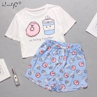 Women's Sleepwear Cute Cartoon Print Short Set Pajamas for Women  Pajama Set Sweet Short Sleeve