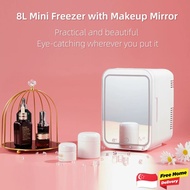 SG 6L/8L/15L/20L Mini Fridge With Led Lights Mirror Skin Care Refrigerator Portable Freezer Hot And 