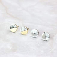 聖誕禮物 I Moonlight 大理石紋耳環 316L醫療鋼 抗過敏 鈦金/