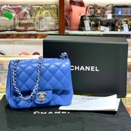 全新CHANEL CF17 A35200 24P 新色 藍色小羊皮銀扣 #方胖子 #CF17