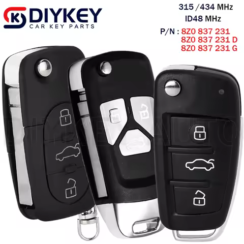 DIYKEY 8Z0 837 231 / 8Z0 837 231D / 8Z0 837 231G Flip Remote Car Key Fob 315MHz / 434MHz ID48 Chip f
