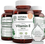 Natural Nutra d-Alpha Tocopherol Vitamin E 400 IU Supplement, Skin, Hair and Nails, Heart Health, Fa