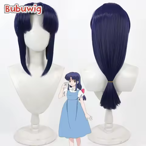 Bubuwig Synthetic Hair Akane Tendo Cosplay Wigs Ranma 1/2 Akane Tendo 70cm Women Long Straight Dark 