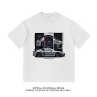 Porsche 718 Sports Car Modified Culture Gt4rs Cayman Printed Short Sleeve T-Shirt Summer Men's Loose