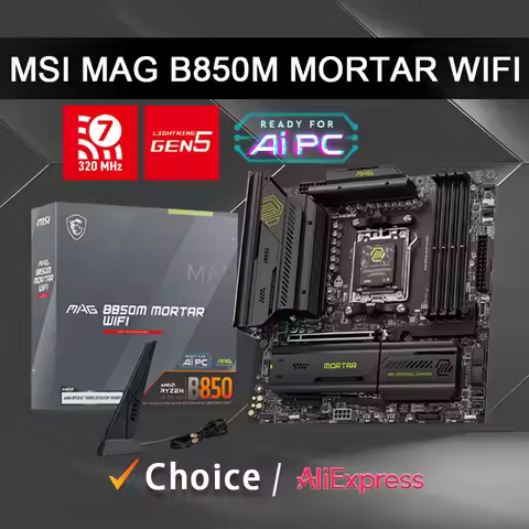 MSI New MAG B850M MORTAR WIFI Micro ATX AMD Socket AM5 B850 Supports up to 9000 series Ryzen Motherb