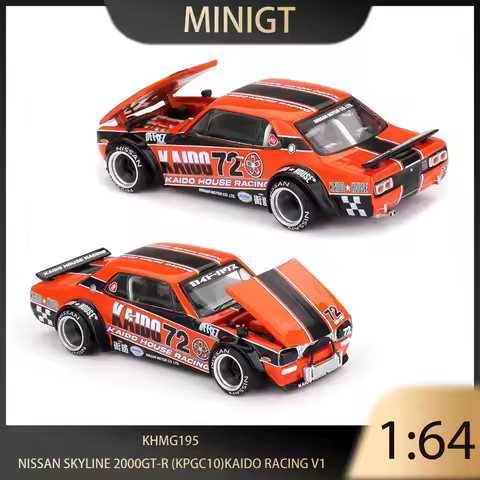 MINIGT Kaido House 1/64 Skyline 2000GT-R (KPGC10) Kaido Racing V1 Premium Diecast Vehicle Model Toys
