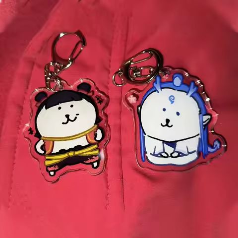 Nezha X Joy Bear Cartoon Keychain Anime Acrylic Decorative Gift Student Backpack Cute Peripheral Min