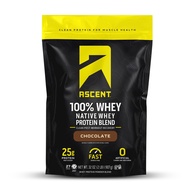 Ascent 100% Whey Protein Powder - Post Workout Whey Protein Isolate, Zero Artificial Flavors & Sweet