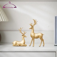 [deevoka] 2x Elk Deer Statues Resin Elk Deer Figurines Animal Sculptures for Fireplace Living Room