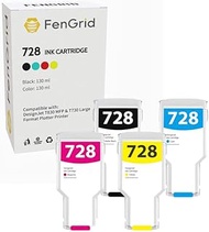 FenGrid 728 Ink Cartridges (300-ml Matte Black / 130-ml Cyan/Magenta/Yellow) Replacement for HP Desi