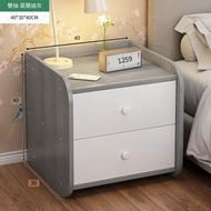 其他品牌 - 雙抽屜莫蘭迪灰床頭櫃-B [40x30x40cm]