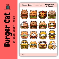yun Burger Cat Sticker Sheet 008 Journal Sticker A7 size