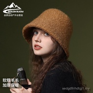 Topi Nelayan Musim Gugur Musim Sejuk Wanita Topi Besen Kasmir Hangat Tahan Angin Warna Pejal Pelangs