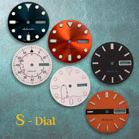 28.5mm S-S Logo SKX007 Or cartoon dog dial Diver's Dial Suitable for NH36 Movement Green Luminous Wa