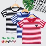 PLAY CDG Kids Cotton Striped short sleeve shirt Embroidered heart children's tshirt boy girl shirt