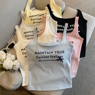 Vest Sling Beautiful Back Camisole Summer Letter Print Outer Wear Sleeveless Top Bowknot with Chest 