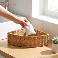 [Gamchiano] Corner Basket Saving Multifunctional Imitation Rattan Triangular Shelf Basket for Farmho