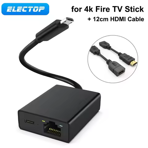 ELECTOP Ethernet Switch Fire TV Stick 4k Micro USB to Ethernet Adapter 100M Network Card for Fire TV