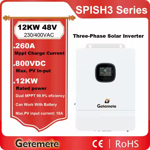 GTMT Hybrid Solar Inverter Three-Phase 12KW 48VDC To 230/400VAC PV 800VDC Max Built-in Dual MPPT 260