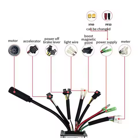 AEF6-Electric Bicycle KT-22A Controller 36V/48V 9 Tubes Square Wave SM Connector Controller Parts Wi