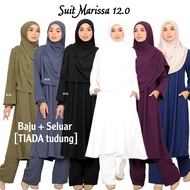 Muslimah Suit MARISSA 12.0 - Jubah Seluar Umrah Haji Cey Ironless Putih Hitam blue Grey Olive Purple
