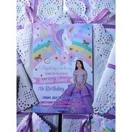 PASTEL UNICORN THEME INVITATION 4R SIZE