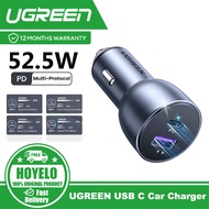 UGREEN USB C Car Charger 52.5W Type C Car Charger PD 30W&QC 18W Fast Car Charger Adapter