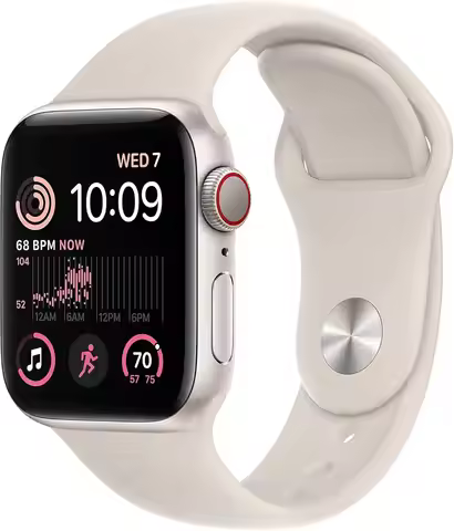 Apple Watch SE (2nd Gen) (GPS + Cellular, 40mm) - Starlight Aluminum Case with Starlight Sport Band,