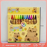 12Pcs Capybara Mini Anime Crayon Kawaii Student Graffiti Pen Cartoon Crayon Stationery