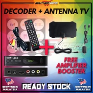 READY STOCK TV BOX  DEKODER DECODER+ ANTENNA INDOOR  DVBT2 HDTV TV MYTV CHANNEL MALAYSIA FREE AMPLIF