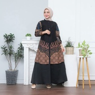 Gamis Batik Motif Bunga Surya Modern Premium Dress Muslim Gamis Batik Kombinasi Terbaru