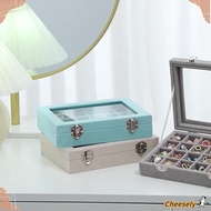 CHEESELY Velvet Ring Box Tray, 12 /24 Grid Portable Jewellery Organiser Storage, Exquisite Multi-fun