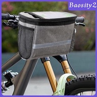 [Baosity2] Bike Handlebar Bag Multifunctional Reflective Stripe Bike Basket Front Bag
