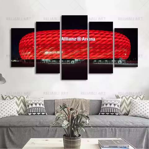 5 Panel Bayern Munich Allianz Arena Wall Art Pictures Posters Canvas Painting Decoration Living Room