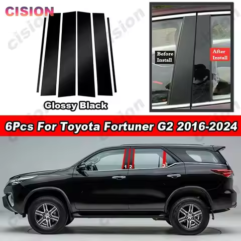 Piano Black Car Door Window Center Middle B C Pillars Post Column Panel Cover Trim Mirror Effect Sti