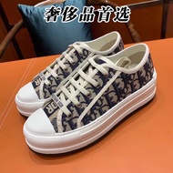 Dior Canvas Shoes - Women's Comfortable Embroidered Cotton With Thick Soles