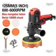 REAIM Mesin Poles 2in1 Alat Poles Mobil Motor 5" Polisher Bisa jadi Mesin Bor 10mm