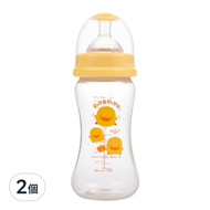 PiYOPiYO 黃色小鴨 寬口葫蘆奶瓶 0個月以上  270ml  2個