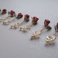 森林玫瑰-耳環 禮物 手作水晶花樹脂飾品 新娘頭飾/伴娘配飾