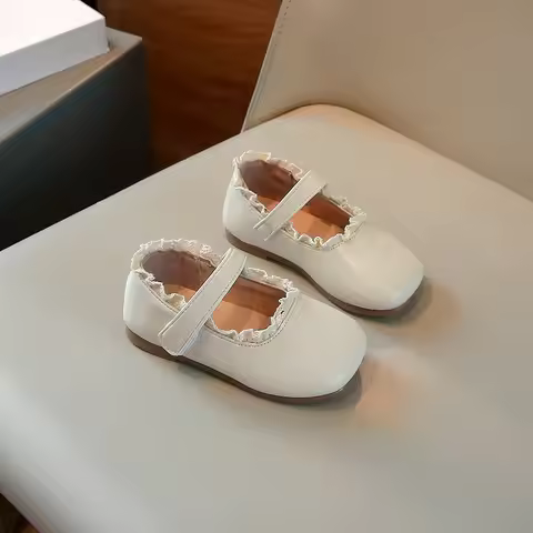 Girls Small Leather Shoes 1-8 Years Old Beige Hundred Girls Princess Shoes Spring Autumn Children Ba