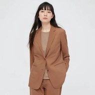 【Uniqlo】亞麻混紡休閒寬版外套 暖棕色 #大地色